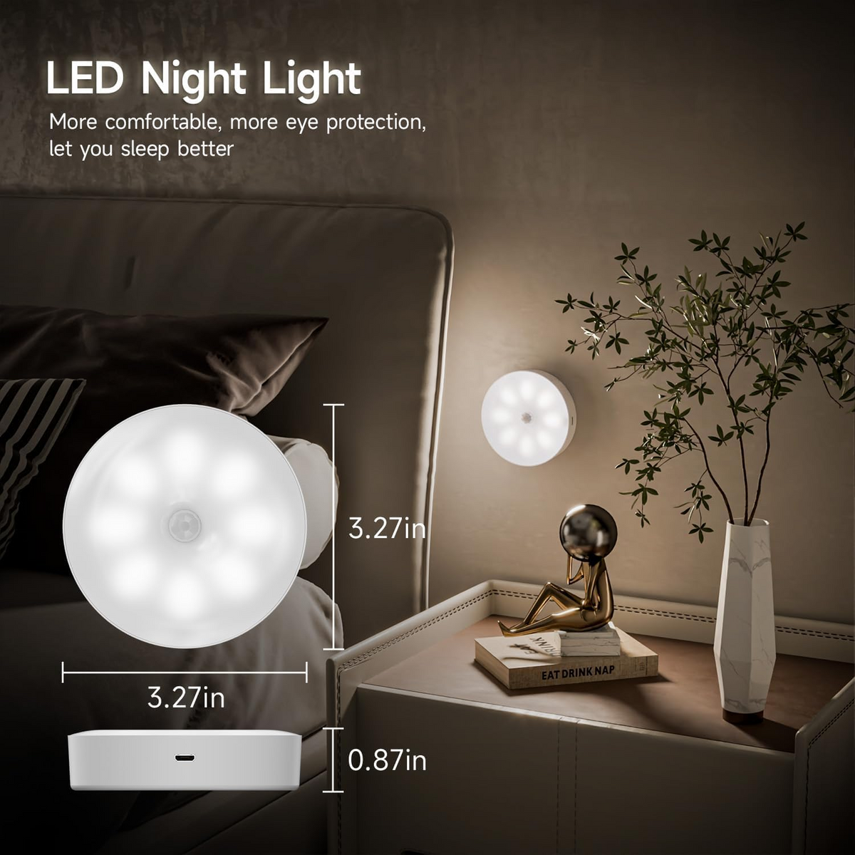 LED Wireless Motion Night Light Lamp Rechargeable