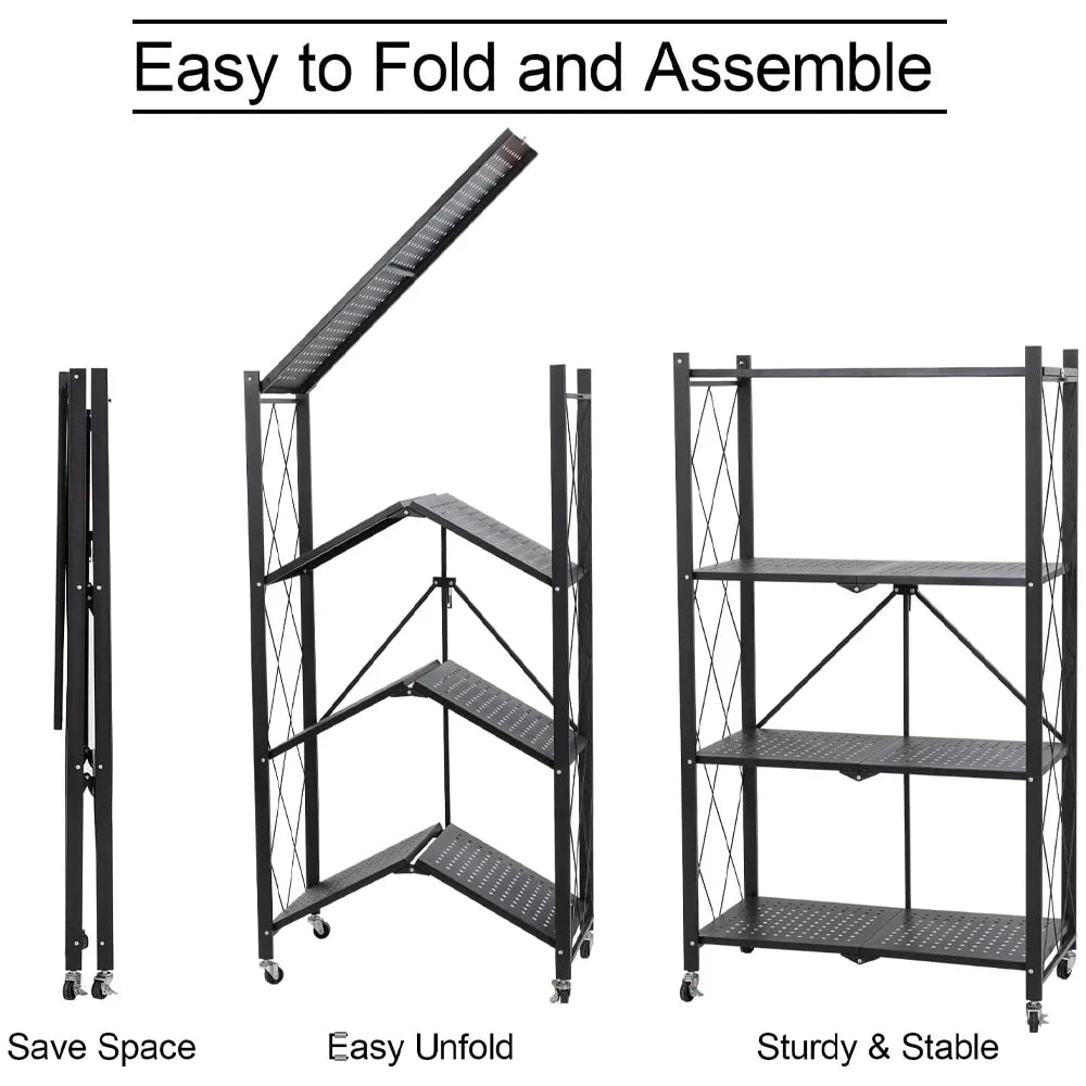 Tier Storage Shelves Foldable Storage Shelf Rack Storage Shelving On Wheels For Kitchen