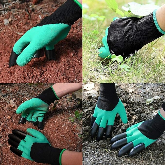 Gardening gloves with 4 claws