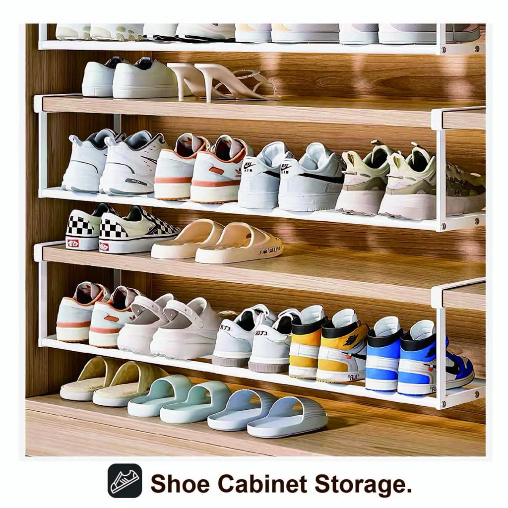 Expandable Shoe Rack Organizer - Adjustable Shoe Rack & Under Cabinet Shelf ( BLACK COLOR )