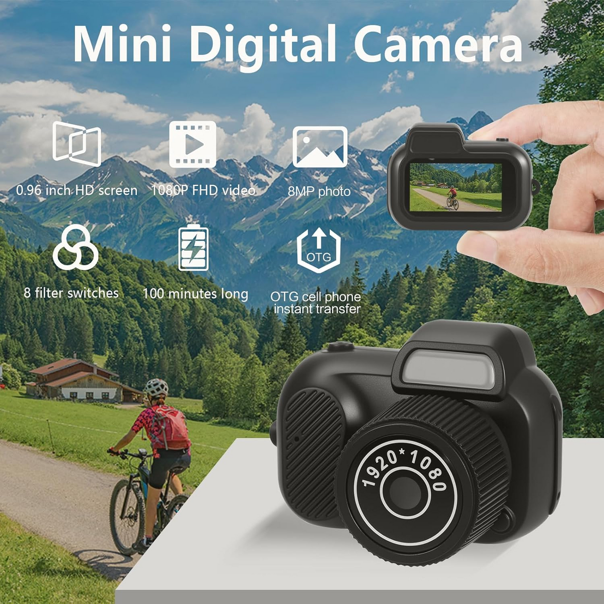 Mini Keychain Camera, 8MP, Supports SD Card Images, with Screen, Mini Digital Body Camera