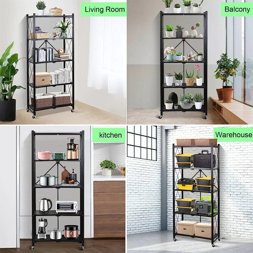 Tier Storage Shelves Foldable Storage Shelf Rack Storage Shelving On Wheels For Kitchen