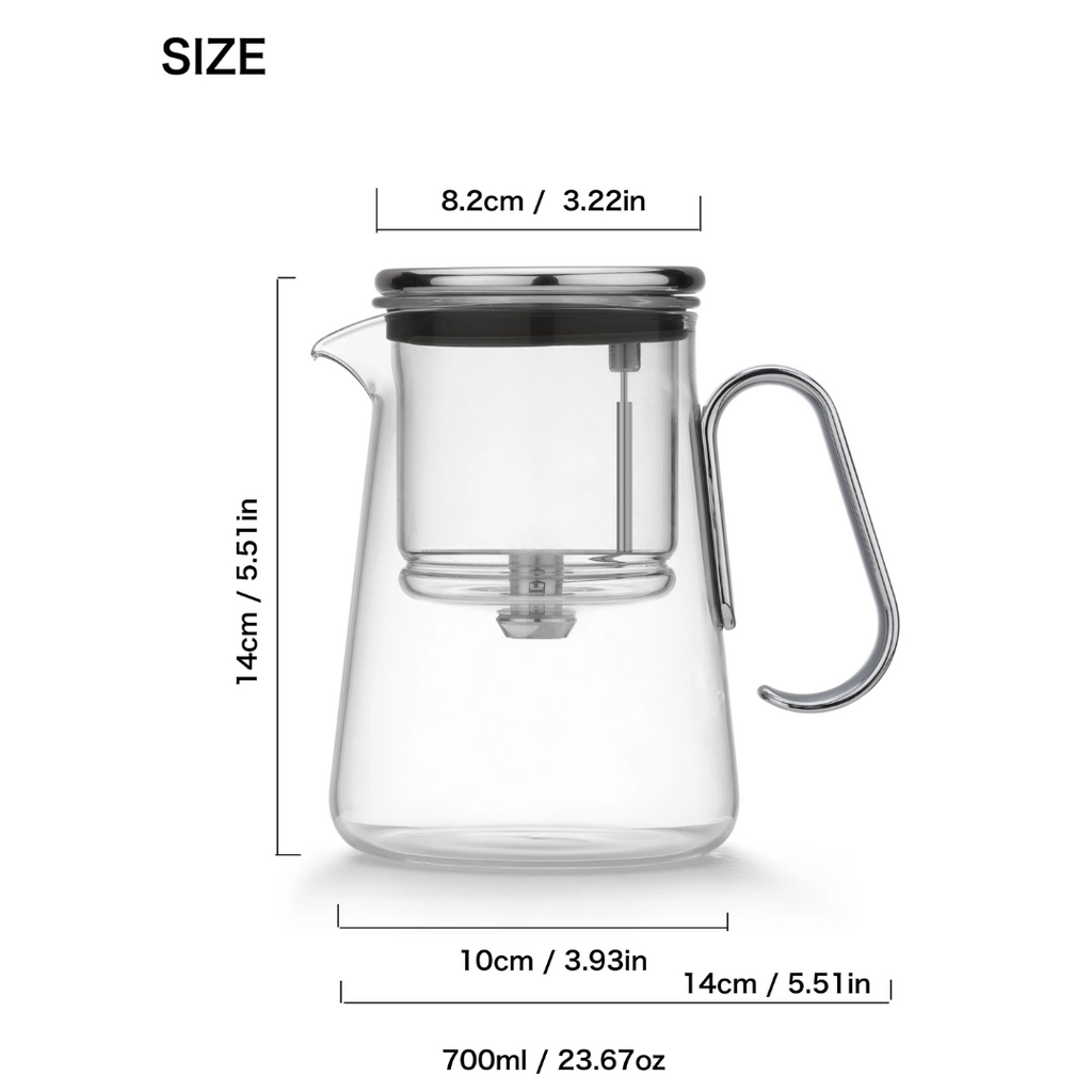 Luxury Large Glass Tea cup pot with One-Click Filter