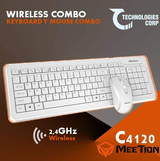 MEETION C4120 2.4 GHz KEYBOARD AND MOUSE WIRELESS COMBO – White