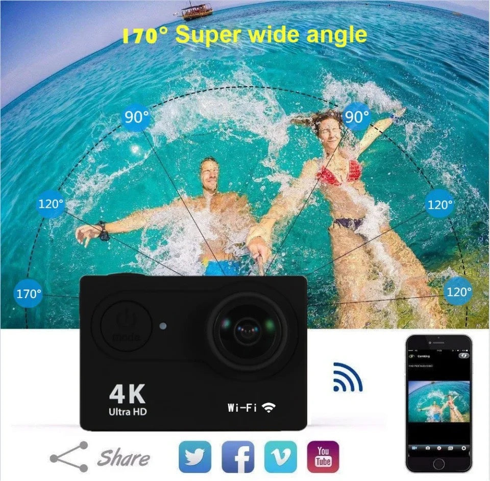 HD Waterproof Sport Action Camera 1080P/60FPS WiFi 2.0" 170D