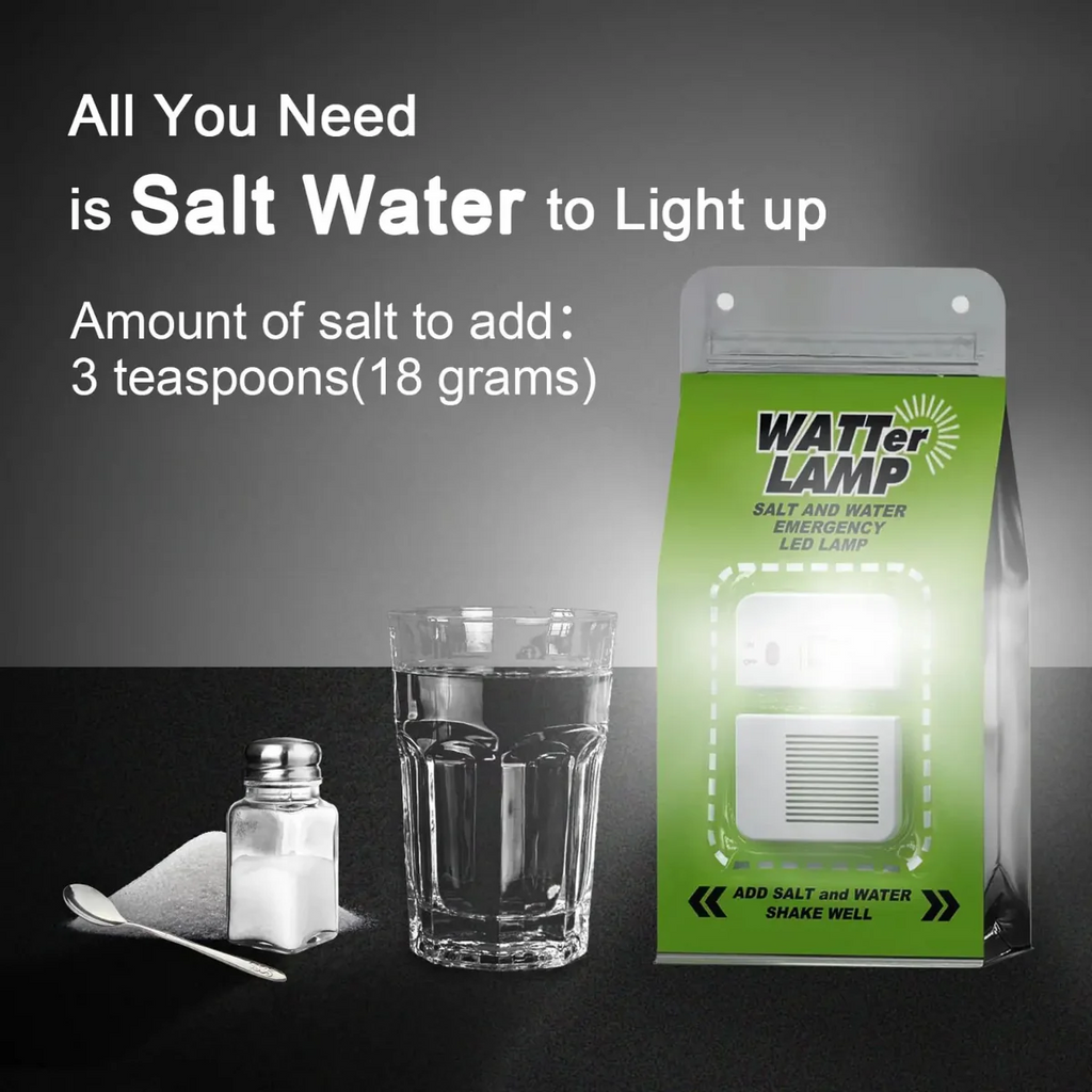 Portable Salt Water LED Lamp for Camping, Hiking & Emergencies.