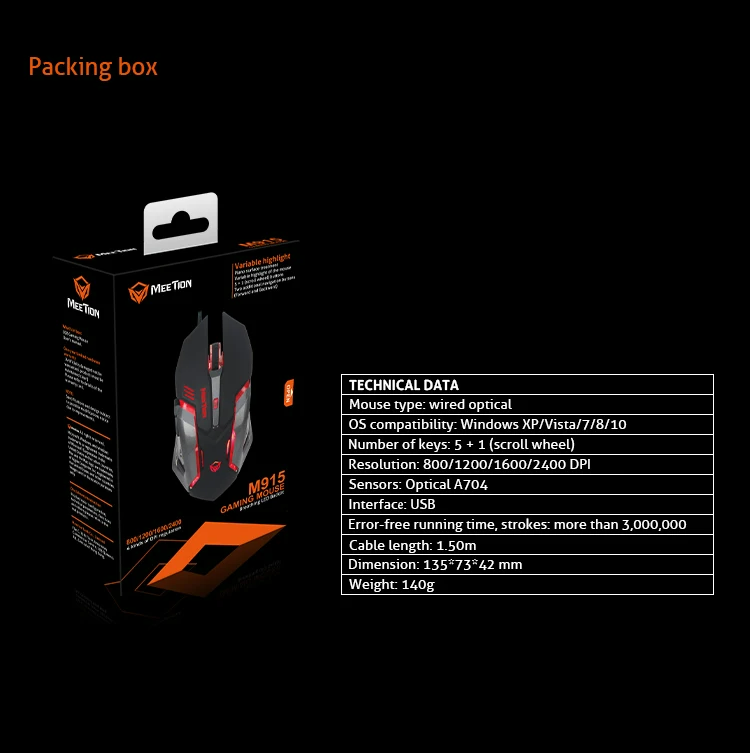 Meetion M915 Breathing LED Backlit Gaming Mouse