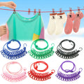 Portable Elastic Rope Clothesline Adjustable with 12pcs Clothespins Cloth Hanger