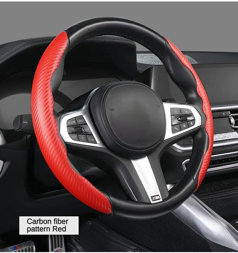 Car carbon fiber steering wheel cover non slip