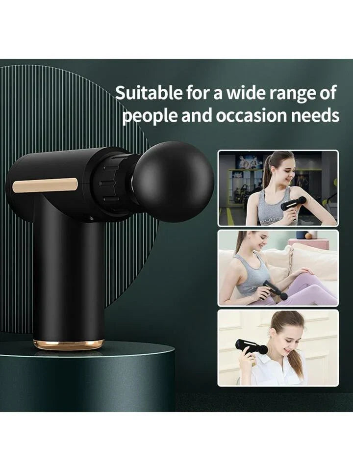 Rechargeable Mini Muscle Massage Gun With 6 Gears And 4 Massage Heads