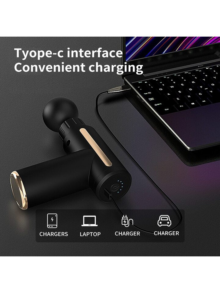 Rechargeable Mini Muscle Massage Gun With 6 Gears And 4 Massage Heads