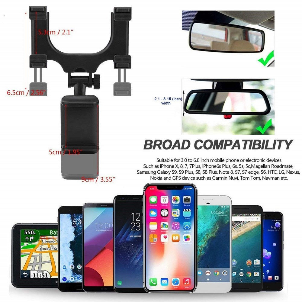 Car Rear View Mirror Mobile Phone Holder