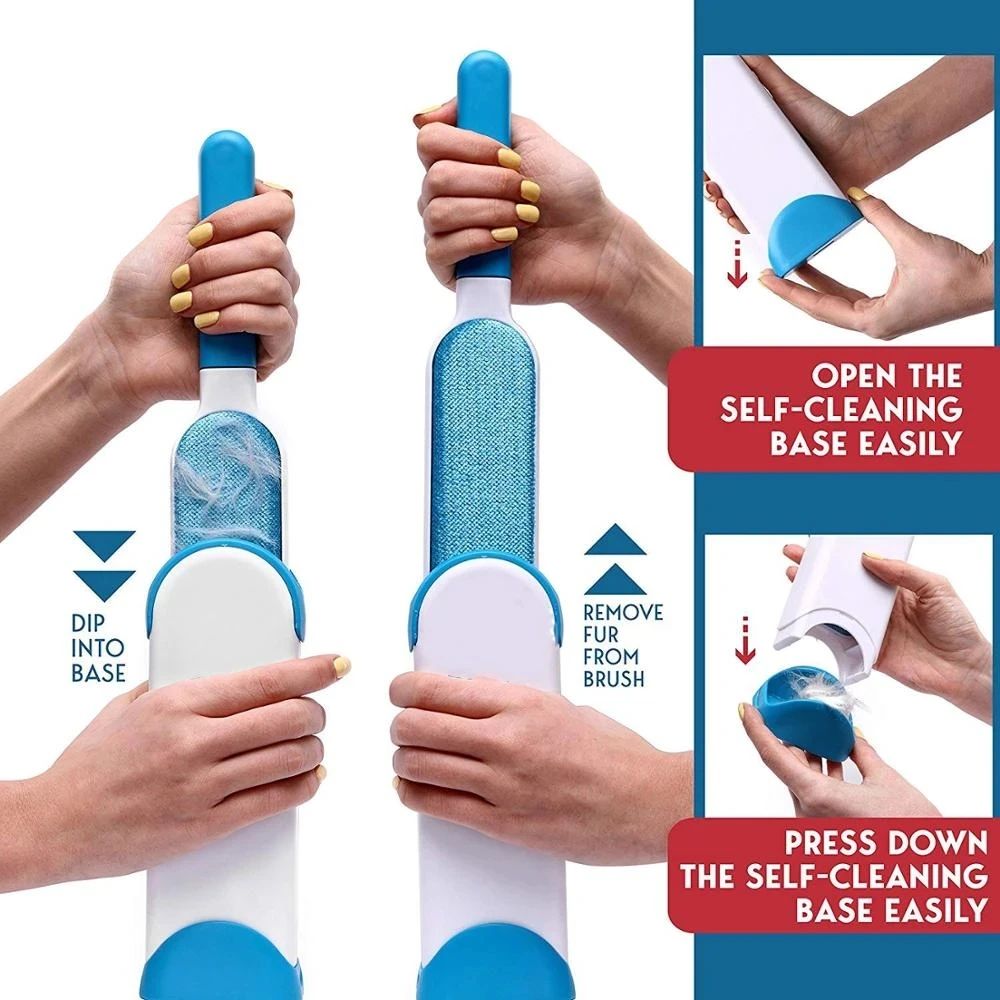 Pet Hair Remover Brush for Dogs and Cats with Efficient Double-Sided Self Cleaning Base, Animal Hair Removal Tool