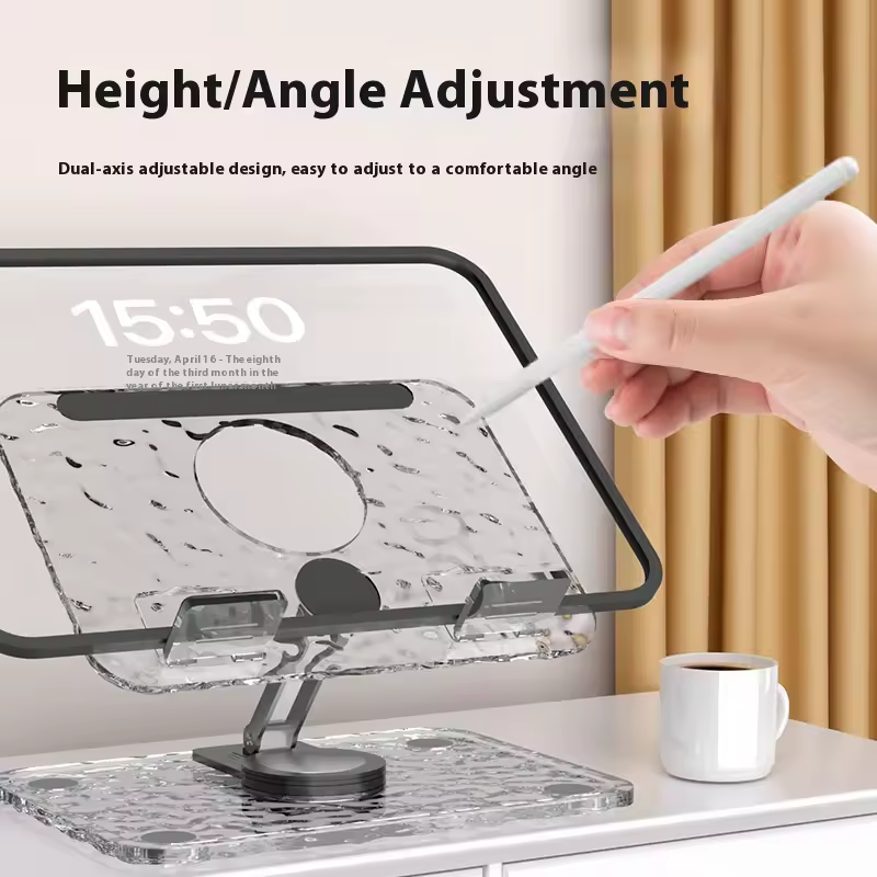 Foldable Tablet Stand for iPad Pro, Portable Stand, 360° Rotation, Acrylic Desktop Stand, Samsung Tablet, Laptop Stand.
