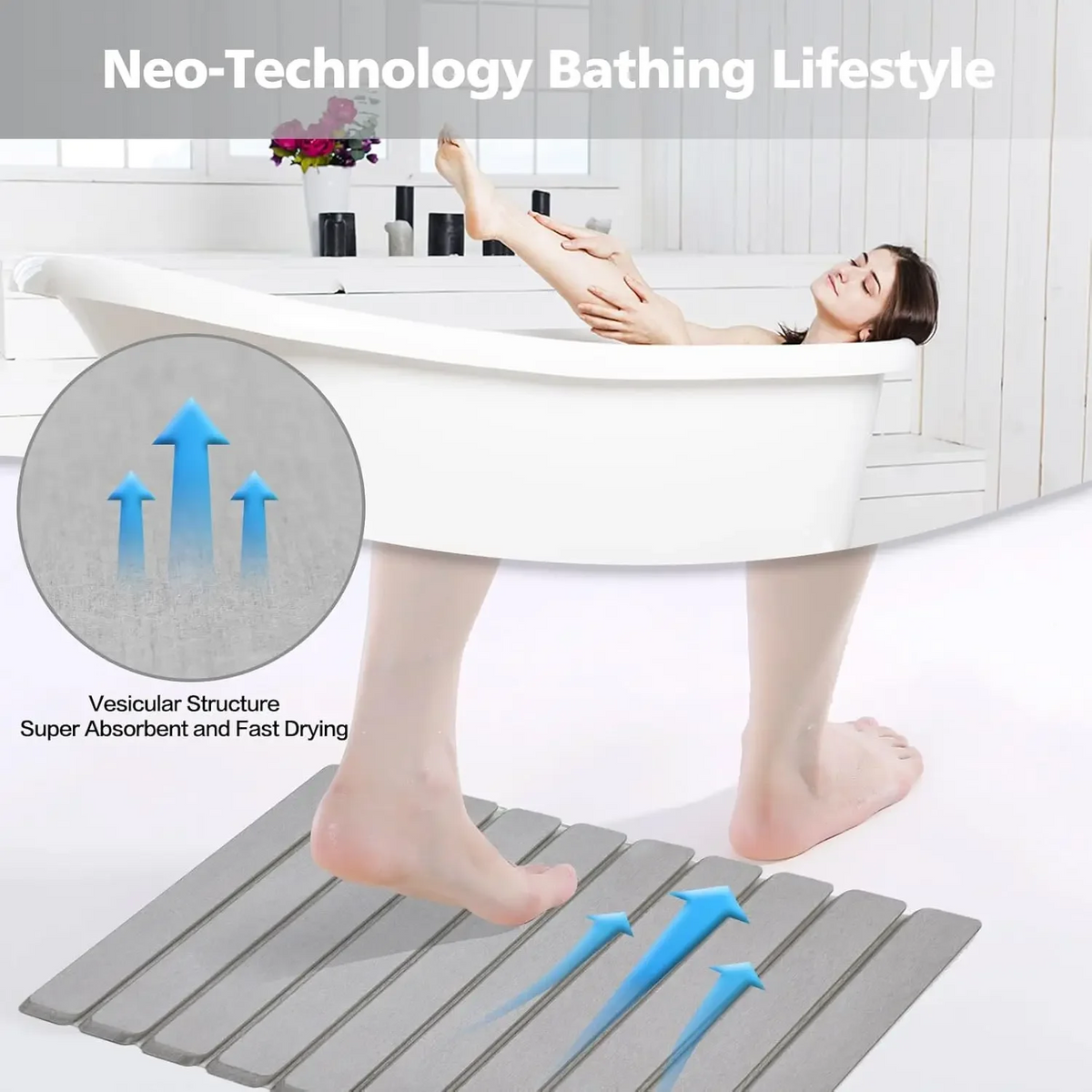 Luxury Foldable Stone Drying Mat Anti Slip Bathroom/Kitchen