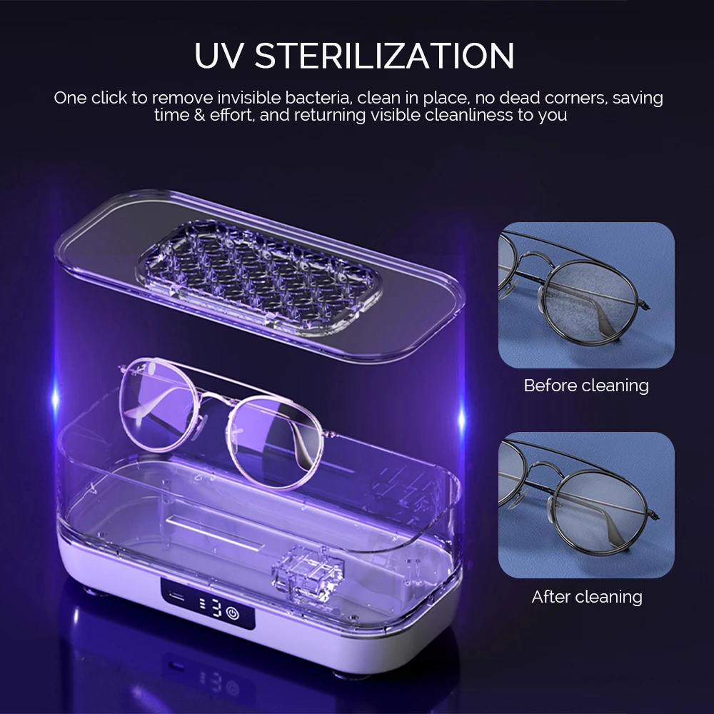Ultrasonic Jewelry & Eyeglass Cleaner – High-Frequency Cleaning Bath for Jewelry, Makeup Brushes