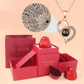 Necklace With Rose Box With Free Bag, I Love You In 100 Languages