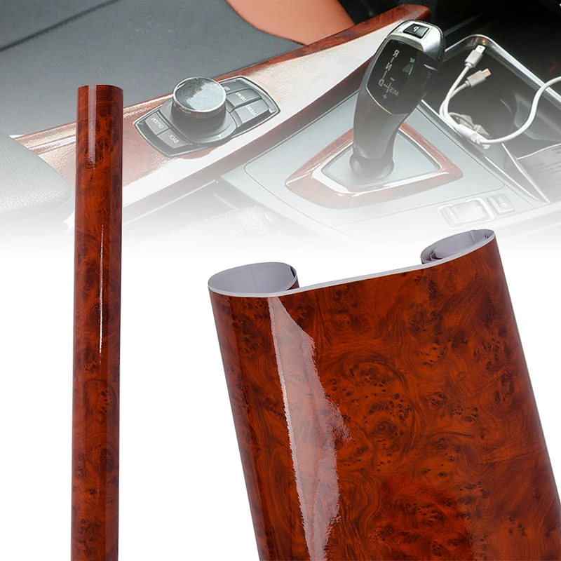 High Gloss Car Sticker Waterproof Car Interior Adhesive Wood Grain Film carbon fiber roll