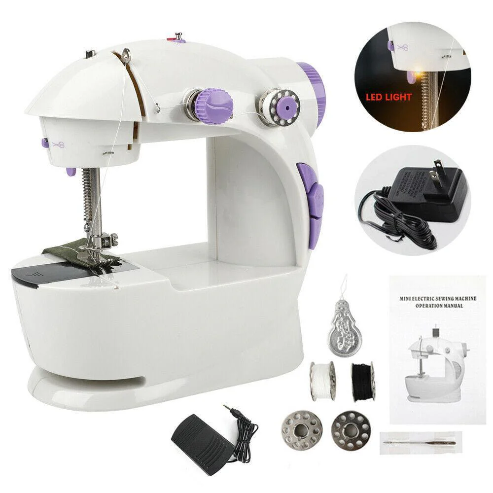 Portable Mini Sewing Machine with LED Light and Foot Pedal