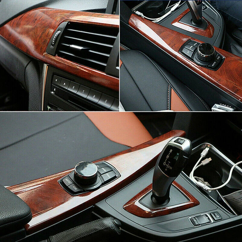 High Gloss Car Sticker Waterproof Car Interior Adhesive Wood Grain Film carbon fiber roll