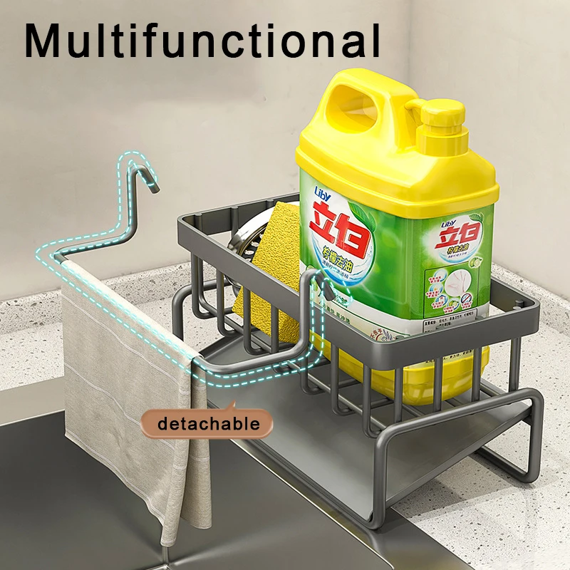 Multifunctional Stainless Steel Kitchen Drain Rack Sponge Organizer