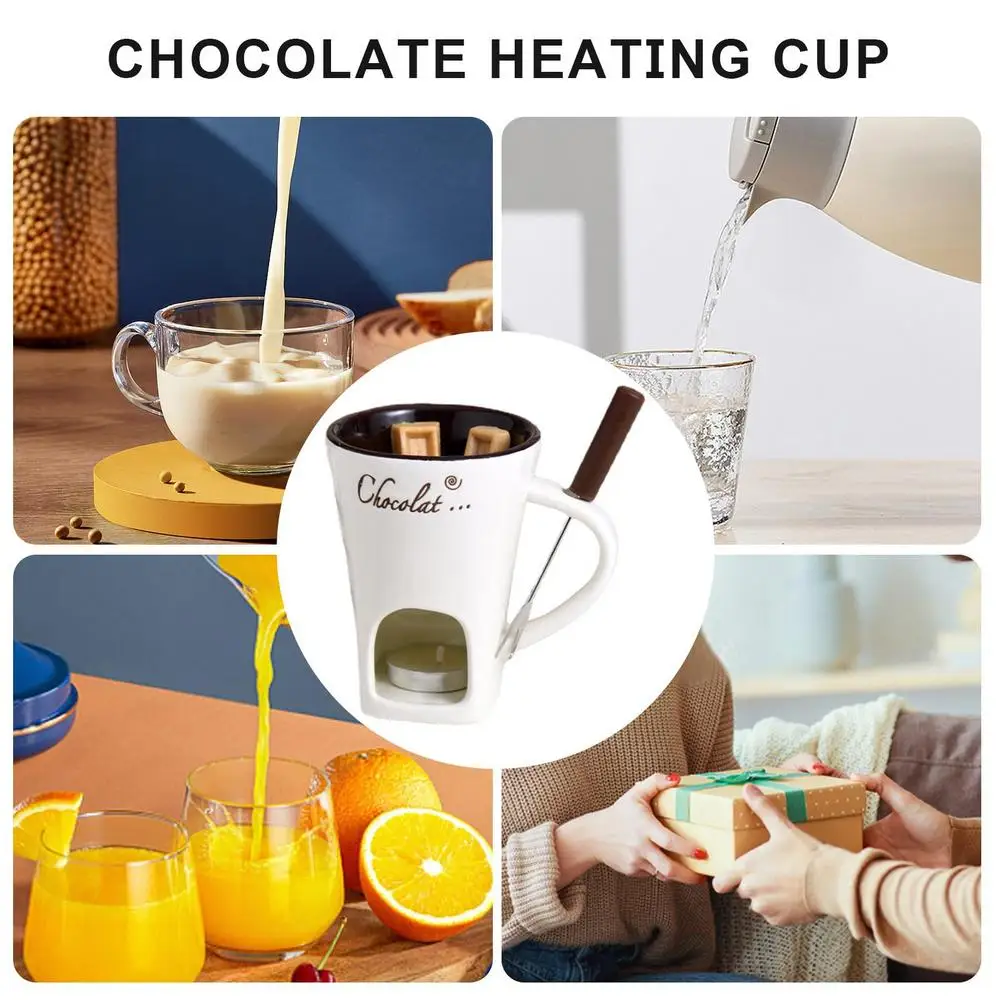 Chocolate Melting Cup with Fork, perfect for melting chocolate and cheese