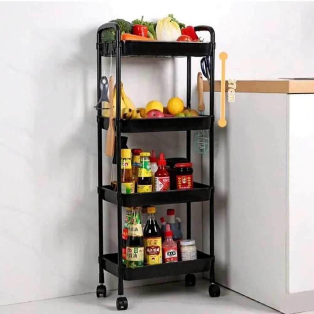 Multifunctional Floor Storage Shelves Rack Organiser with Wheels 4-Layer