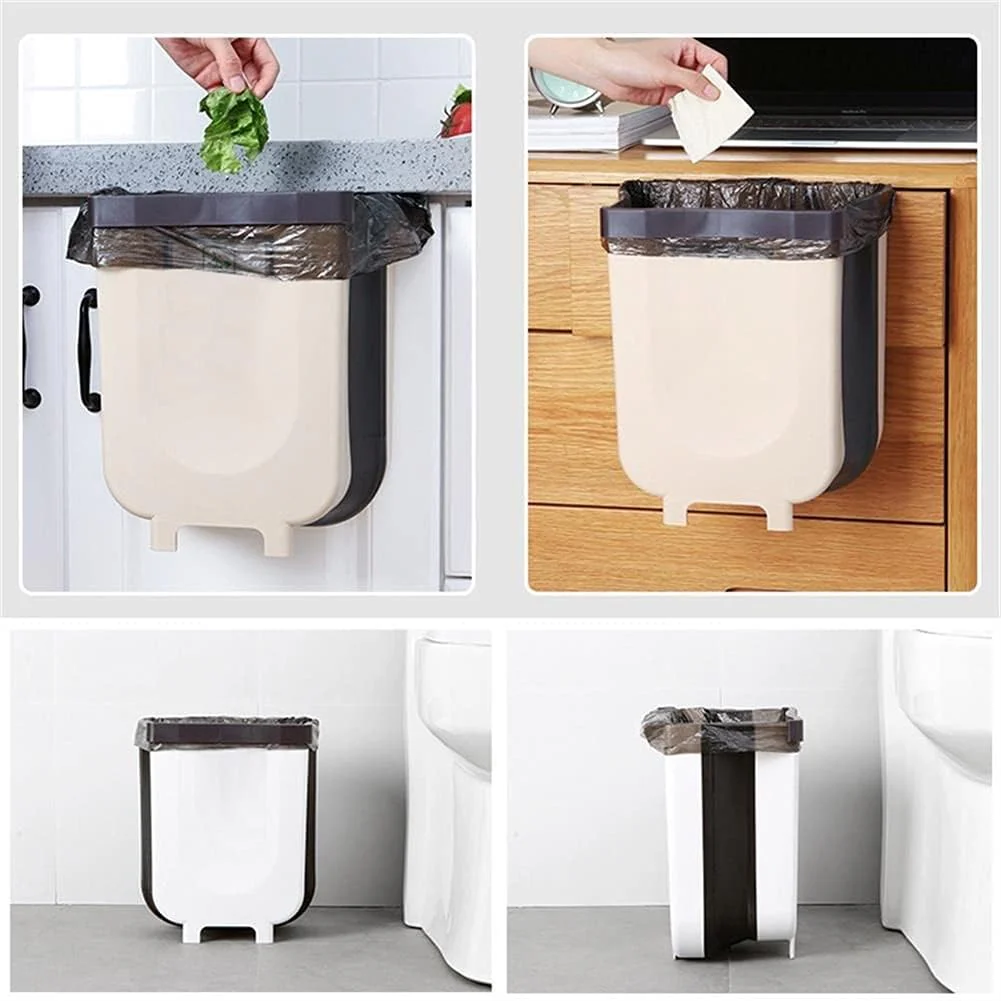 Kitchen Trash Can Hanging Foldable Home Sanitary Bin Cabinet Door Wall Mounted Storage