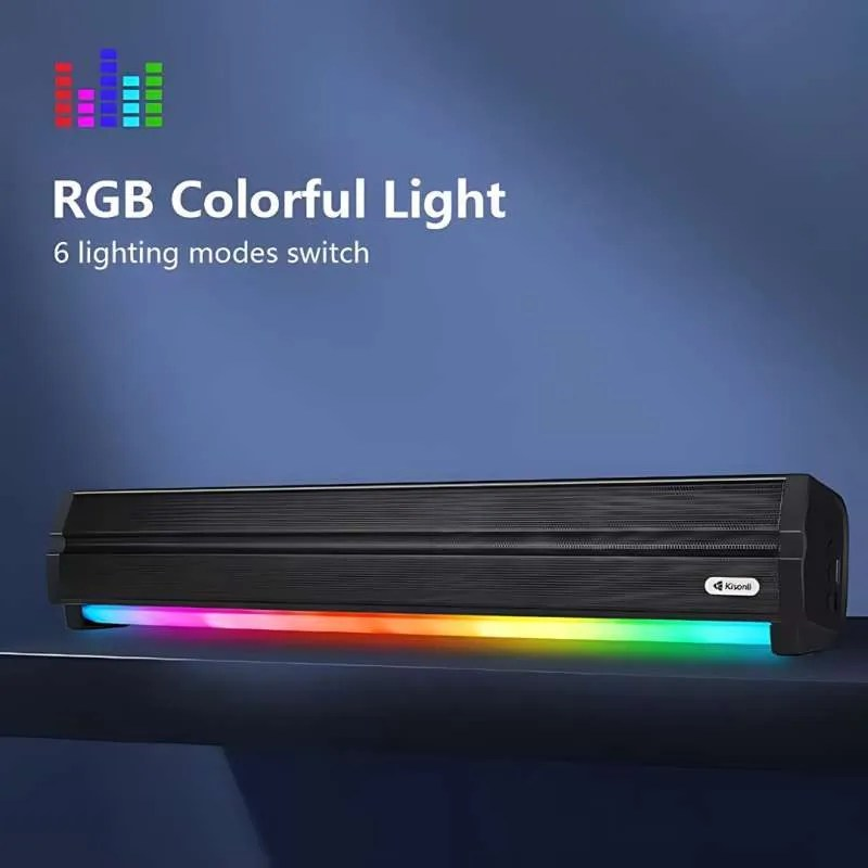 Kisonli LED-802 RGB Wireless Bluetooth Speaker 5.3 Retro Sound bar