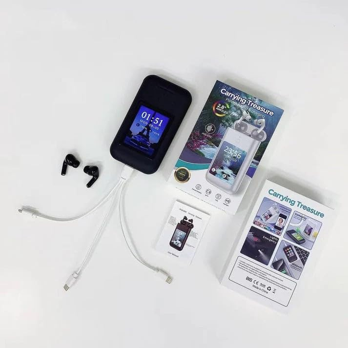 TWS Earphones with 2.8 inch HD Touch Screen With Power Bank