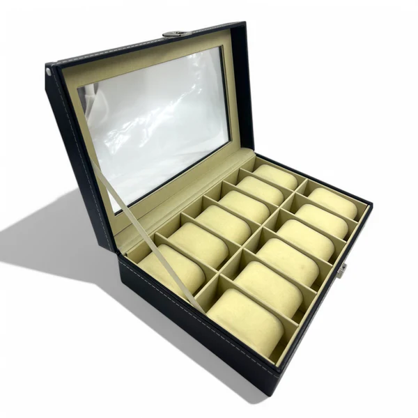 Watch Box 12 Slot Black Watch Display Box Storage Organiser