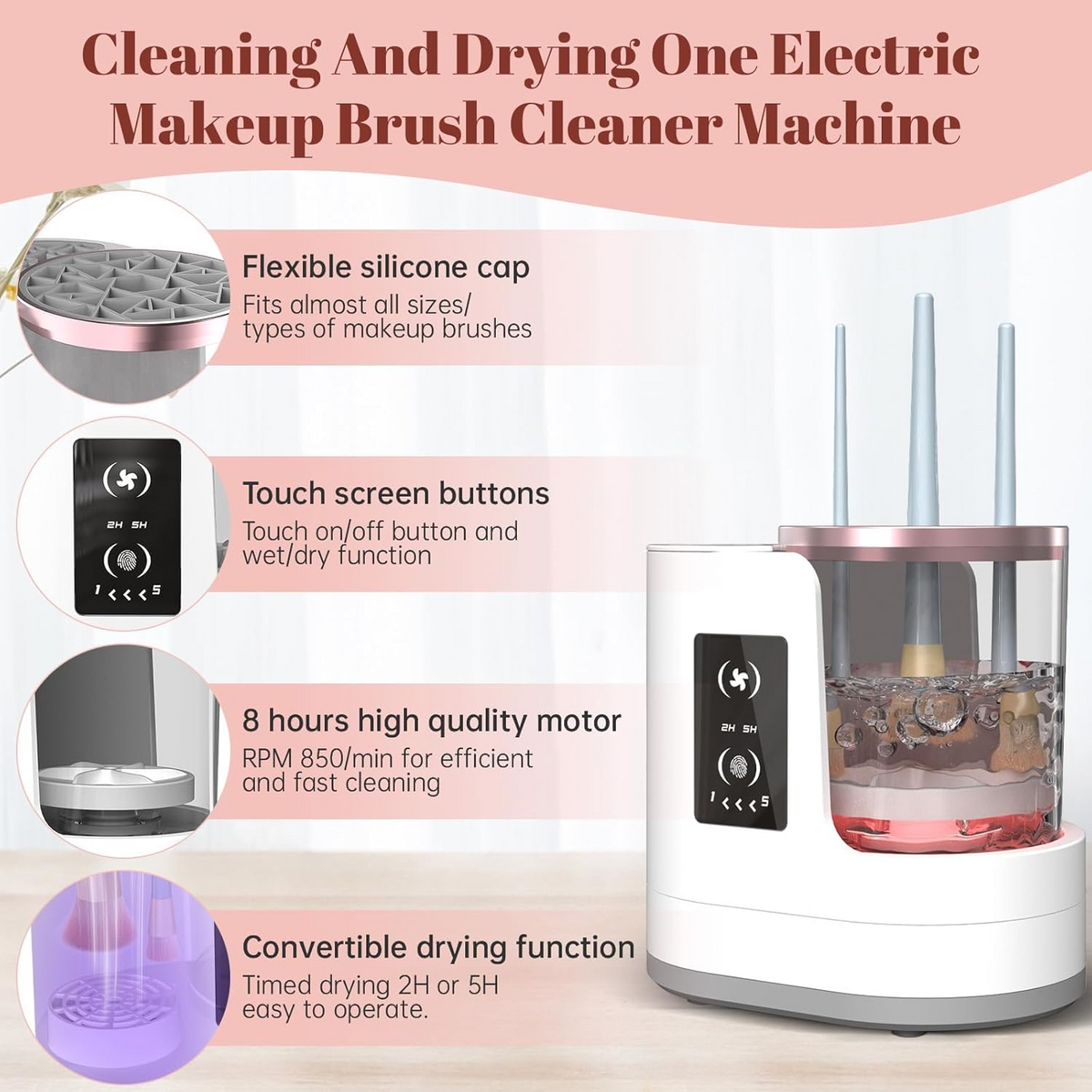 3 in 1 Portable USB Makeup Brush Cleaner & Dryer & Holder