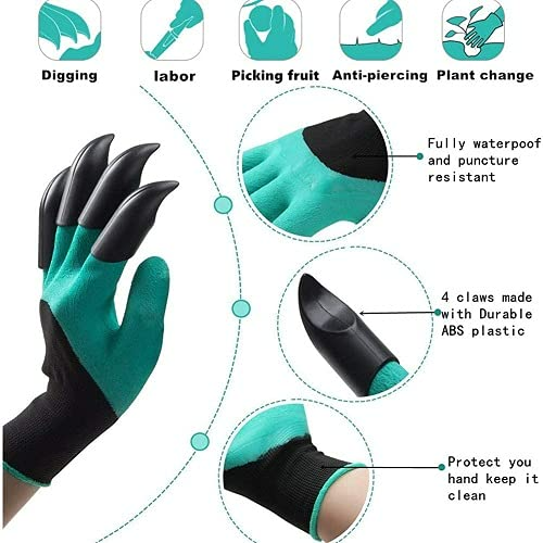 Gardening gloves with 4 claws