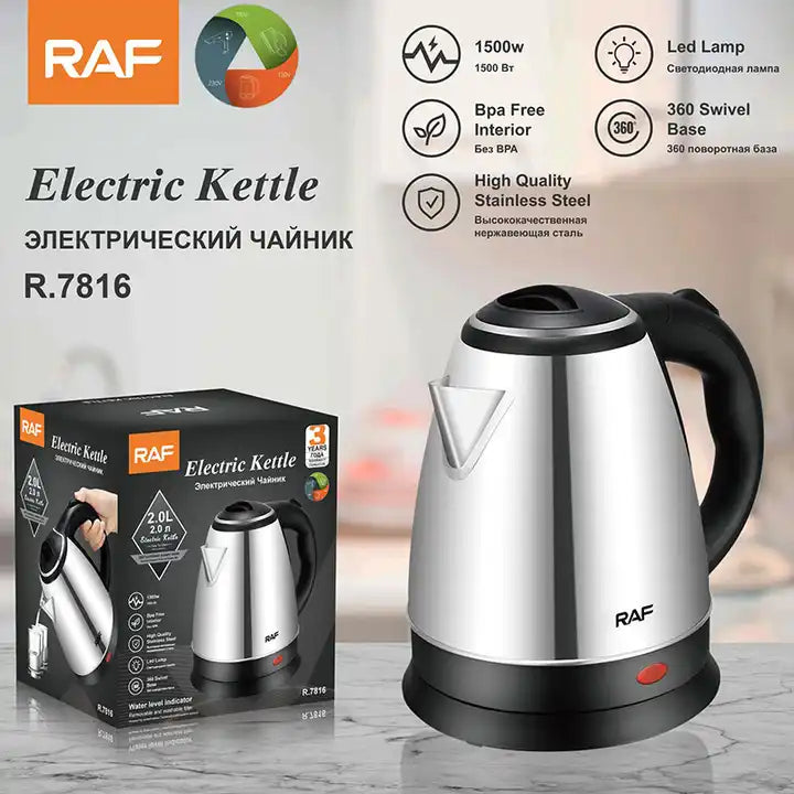Raf Electric Kettle Water Warmer 2L Stainless Steel R7816