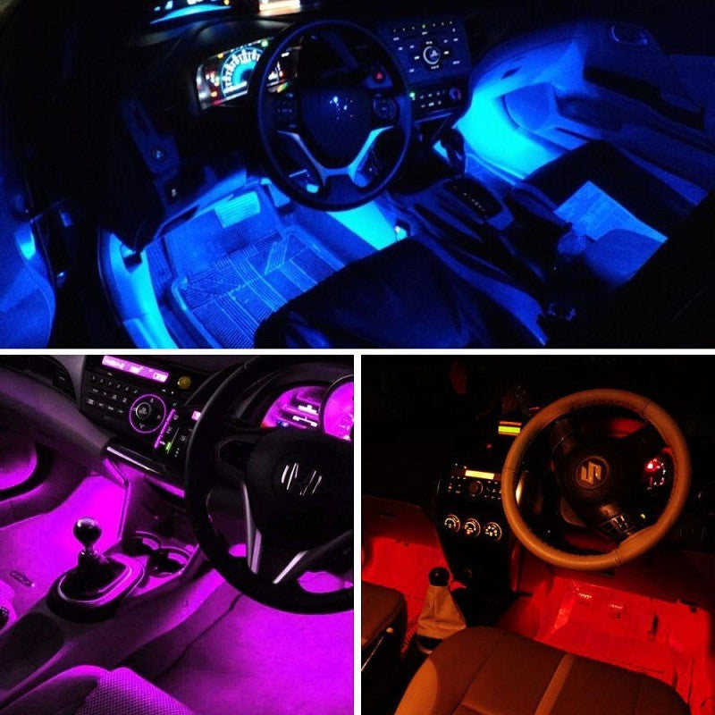 Car Rgb 4 Pcs Waterproof Led Light Strip Remote Or Bluetooth Control
