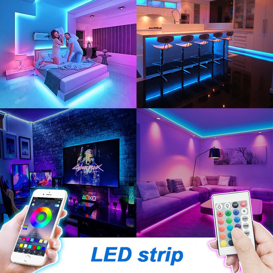 RGB Led Light 5 Meter Waterproof Phone App Bluetooth + Remote Controller