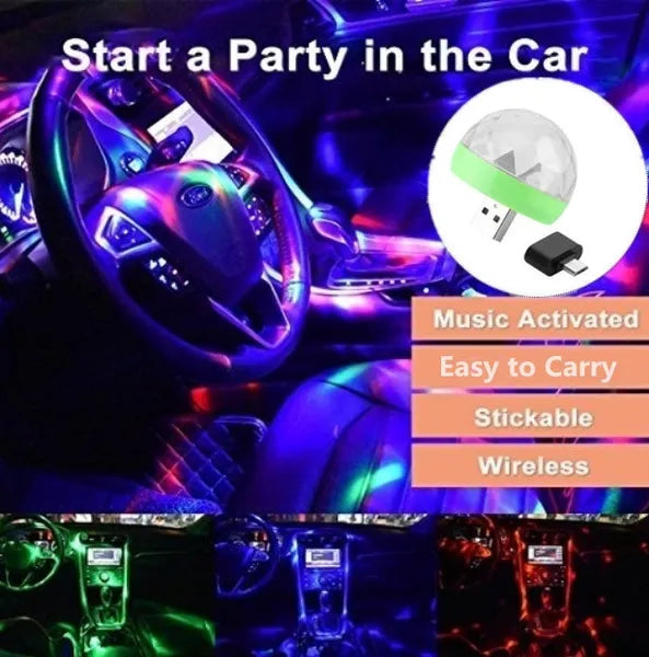 Car LED Light Small Magic Ball Lamp Crystal RGB LED 4W Sound Control Disco Party Music for Android