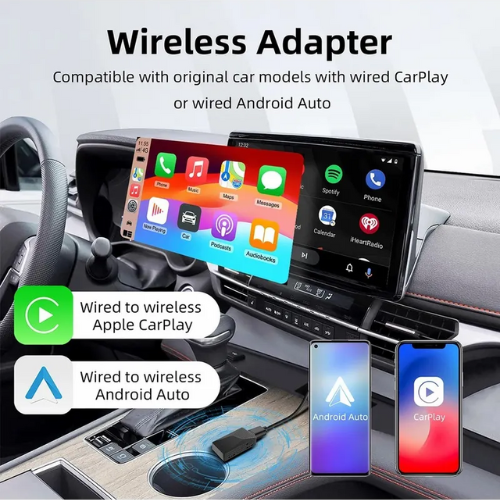 Wireless Carplay Android Auto Adapter 2in1