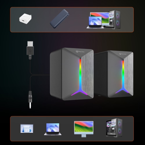 MEETION MT-SP2011 RGB Cool Computer 2.0 Game Speaker Audio Wired