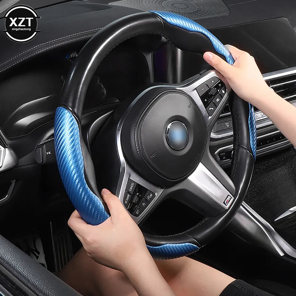 Car carbon fiber steering wheel cover non slip