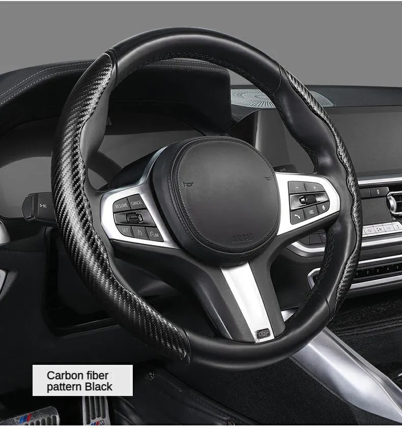 Car carbon fiber steering wheel cover non slip
